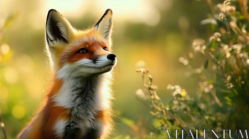 Fox in a Field of Flowers AI Image