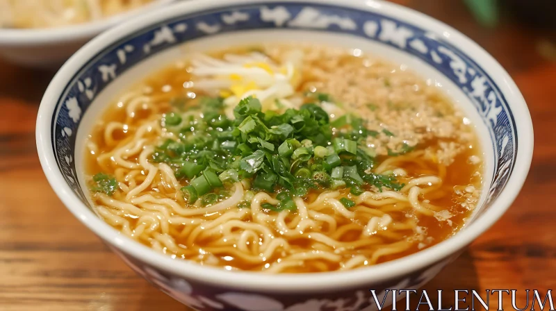 Ramen Noodles in Decorative Bowl AI Image