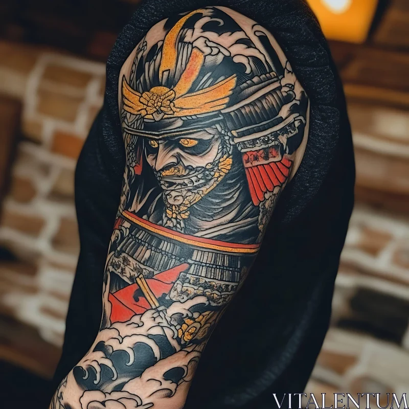 Traditional Japanese Samurai Tattoo AI Image