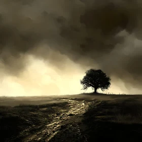 Brooding Landscape with Lone Tree