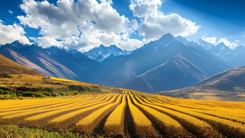 Mountains and Field Landscape