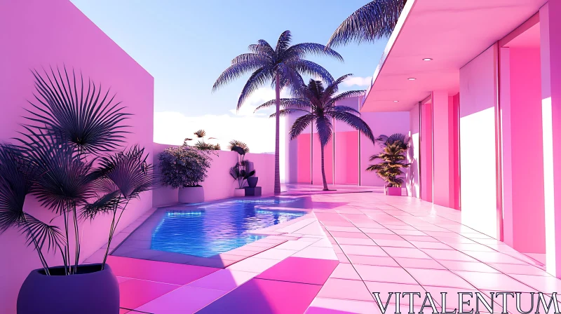 AI ART Tropical Pink Dreamscape