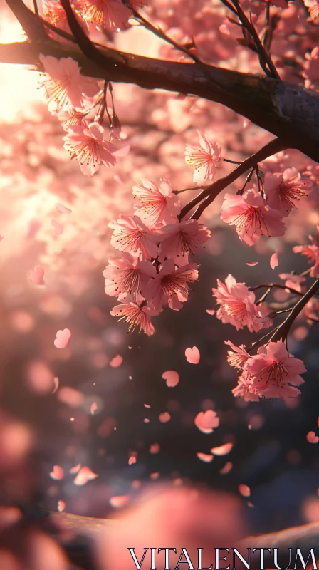 Serene Pink Cherry Blossoms in Bloom AI Image