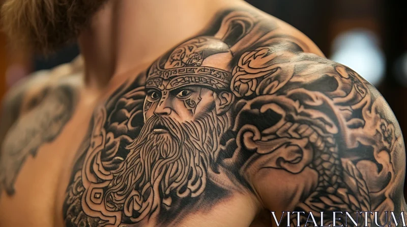 Viking Warrior Body Art Tattoo AI Image