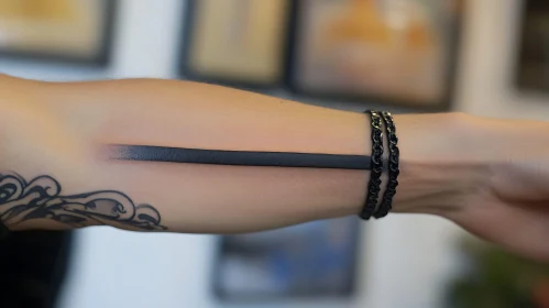 Simple Black Line Tattoo on Forearm