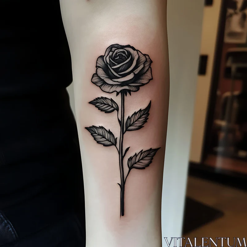 Detailed Black Rose Tattoo Design AI Image