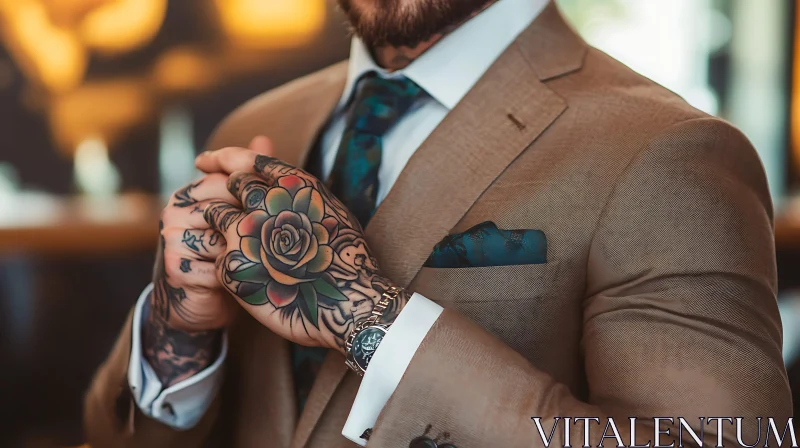 Tattooed Hands and Elegance AI Image