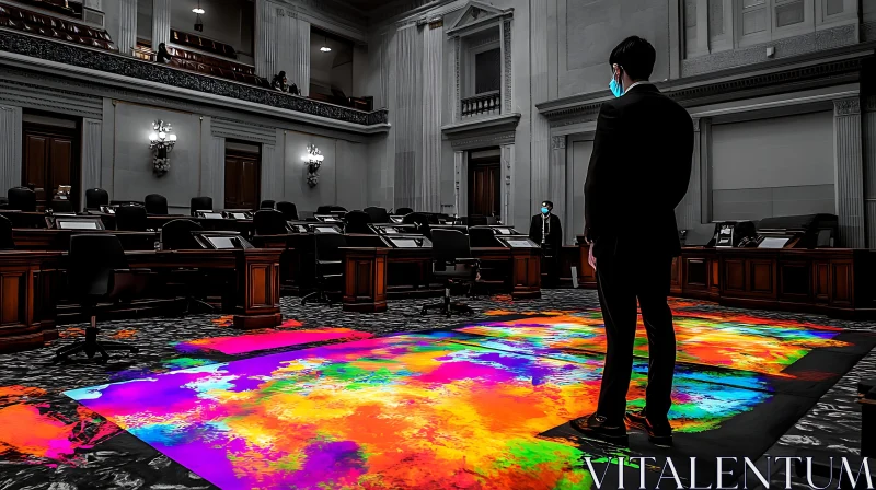 Colorful Abstract Art on Office Floor AI Image