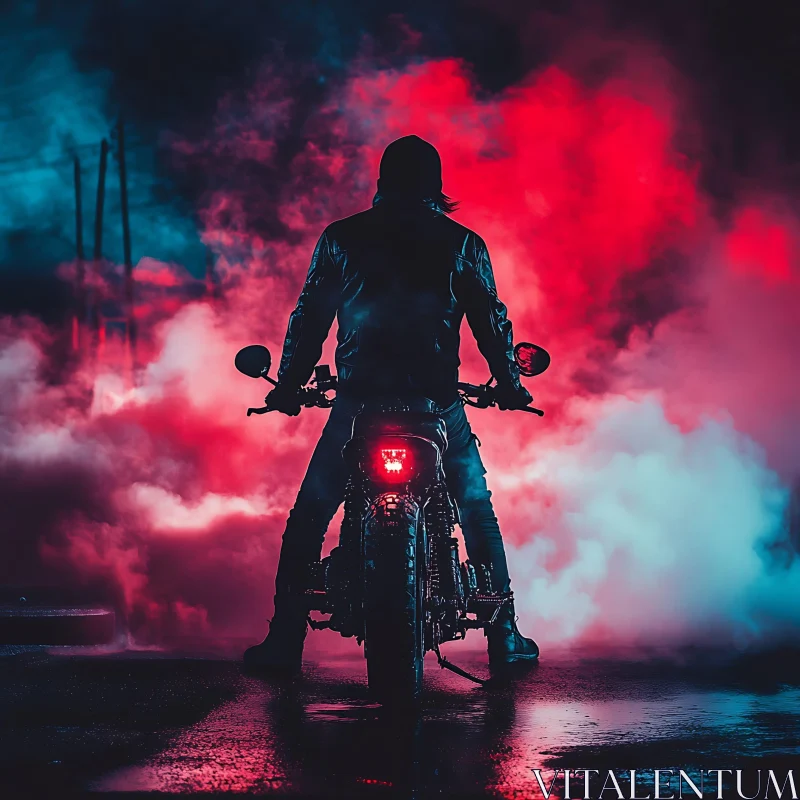 AI ART Motorcycle Rider in Smoke