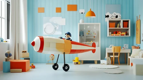 Toy Airplane in Kid's Room