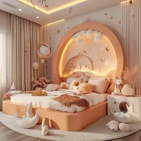 Whimsical Bedroom with Circular Headboard