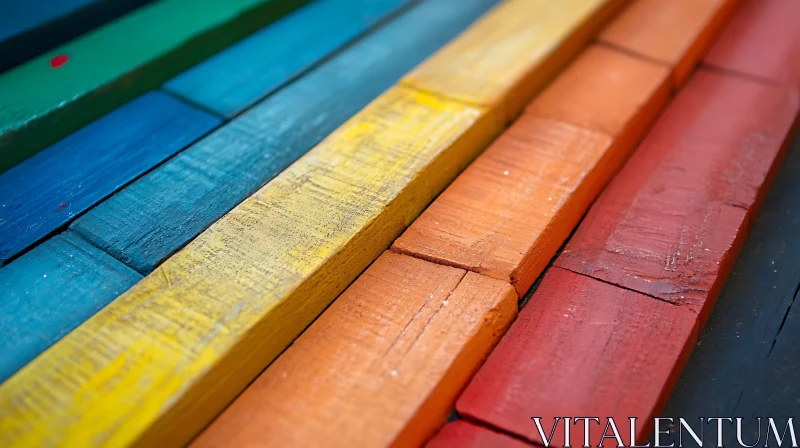 Rainbow Colored Wood Panels AI Image