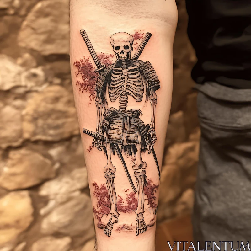 Skeleton Samurai Tattoo Art AI Image