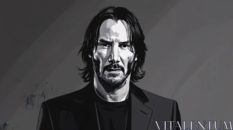 AI ART Keanu Reeves Monochromatic Art Portrait