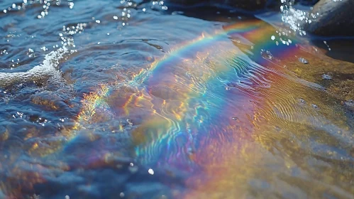 Rainbow Reflection in Shallow Stream