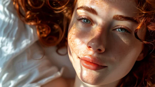 Red-Haired Woman with Freckles: A Captivating Portrait
