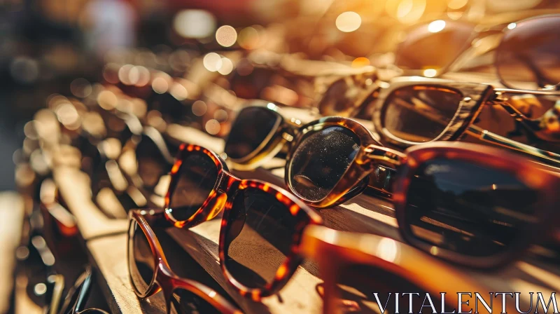 Stylish Sunglasses at a Vibrant Market | Close-up Image AI Image