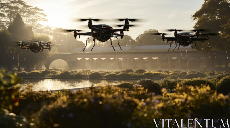 Unmanned Drones Over Nature - An Engineering Marvel AI Image