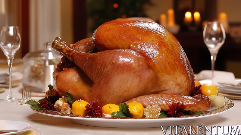 Festive Holiday Turkey Dinner AI Image