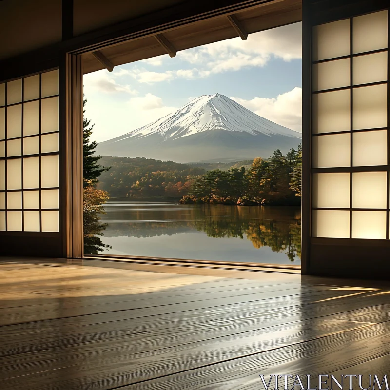 Fuji Mountain View from Traditional Room AI Image