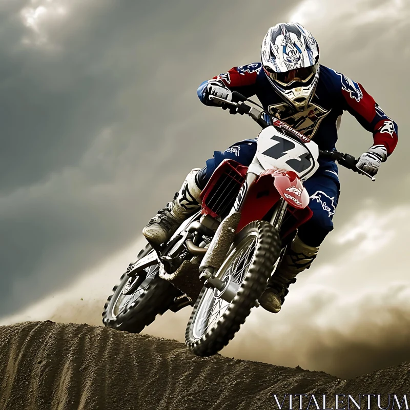 Motorcycle Racing Over Sandy Terrain AI Image