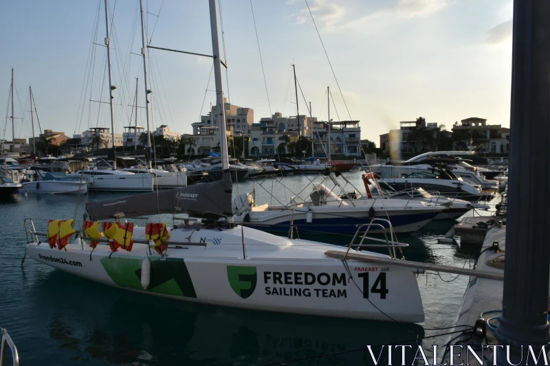 Sailboats in Limassol Harbor at Sunset Free Stock Photo