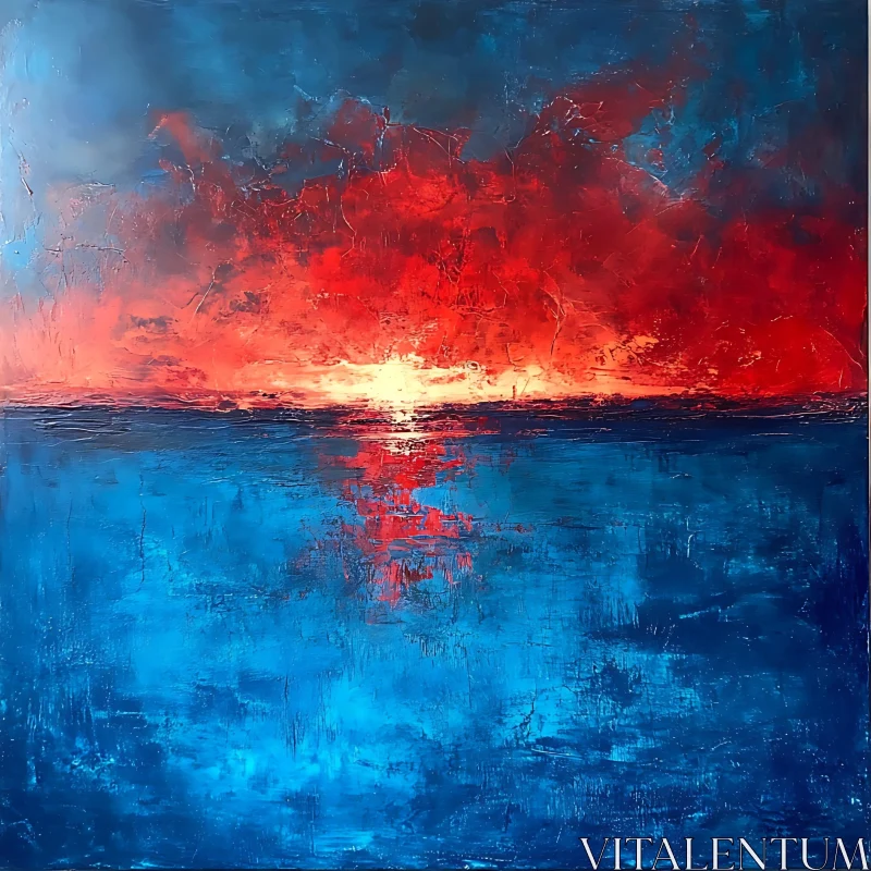 AI ART Abstract Ocean Sunset Painting