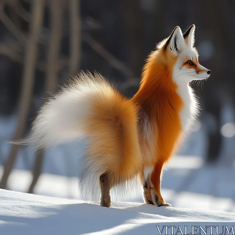 AI ART Winter Fox Portrait in Snow