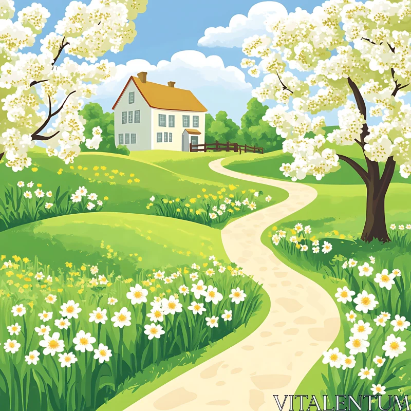 AI ART Blossoming Spring Landscape