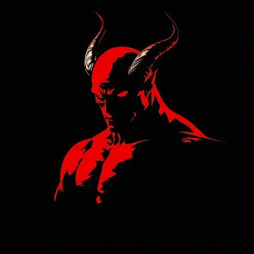 Demon Silhouette with Horns