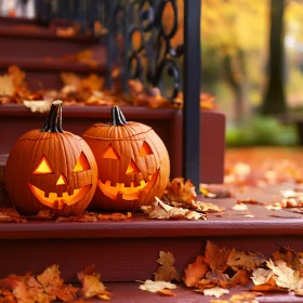 Glowing Pumpkins: A Halloween Scene