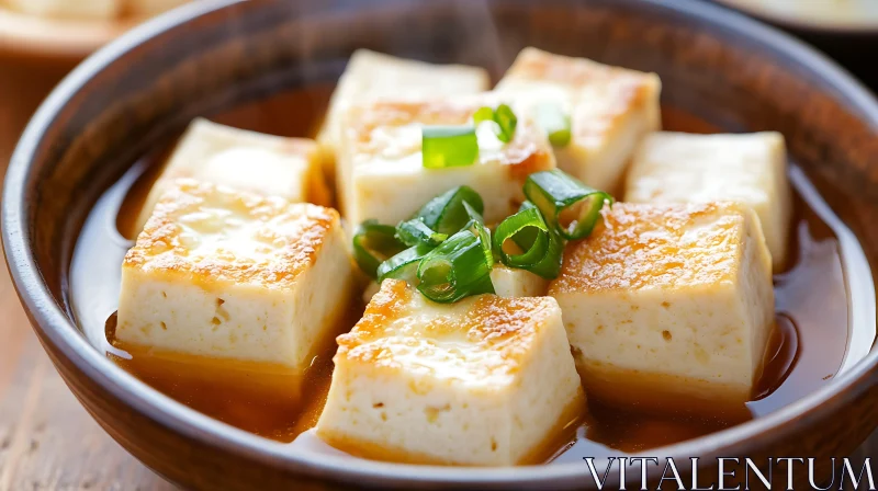 Savory Tofu Bowl with Green Onion Garnish AI Image