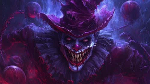 Sinister Clown with Piercing Red Eyes