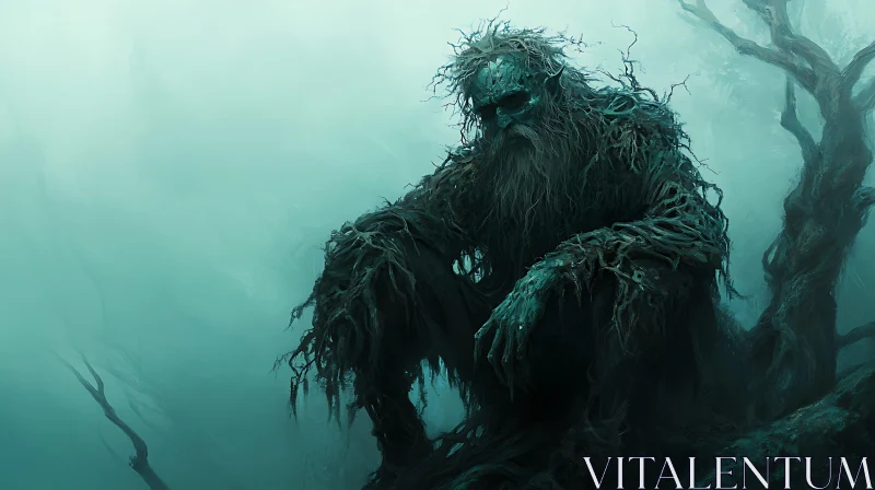 Mystical Creature in Foggy Marsh AI Image