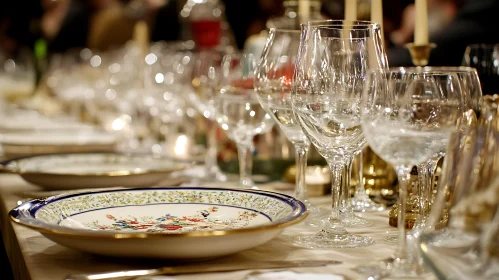 Festive Table Arrangement with Crystal and China