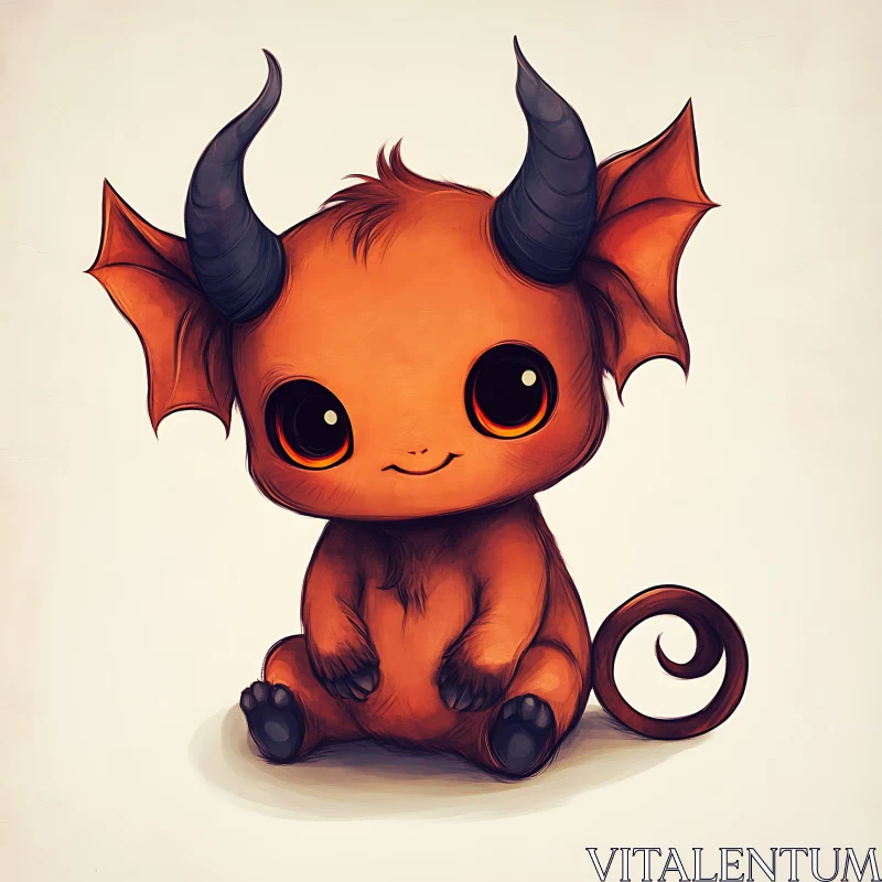 AI ART Cute Orange Monster with Horns