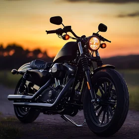 Black Motorcycle at Dusk