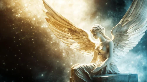 Celestial Angel Statue in Ethereal Light