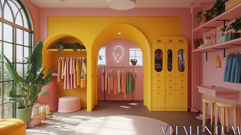 Charming Pastel Wardrobe Room AI Image