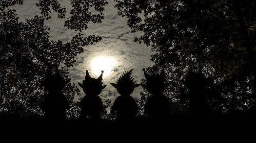 Moonlit Gathering of Mysterious Silhouettes