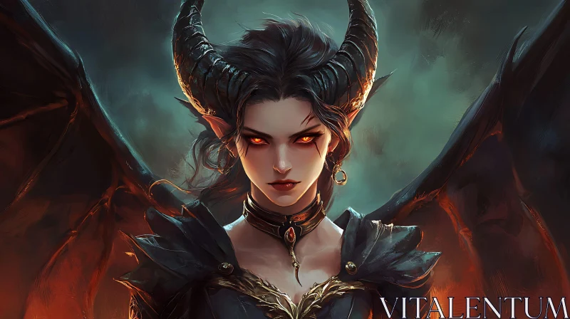 AI ART Fiery Gaze of the Demon Queen