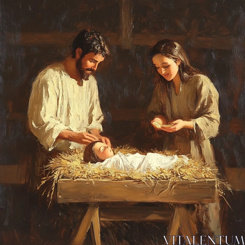 Mary and Joseph with Baby Jesus AI Image