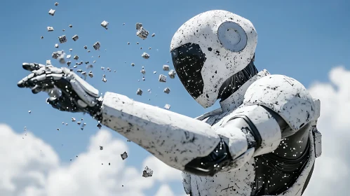 White Robot Deconstruction Art
