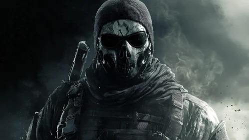 Skull Mask Soldier Portrait