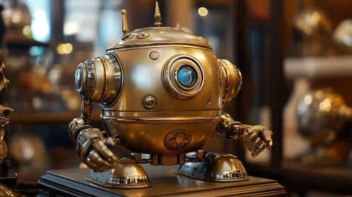 Vintage Brass Robot Sculpture