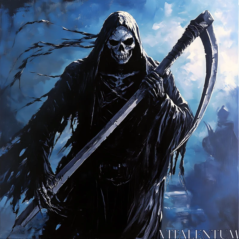 Spectral Scythe: A Grim Reaper's Dark Journey AI Image