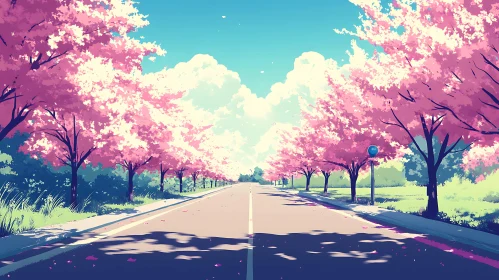 Cherry Blossom Road in Spring