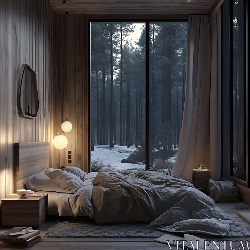 Winter Bedroom Interior Design AI Image