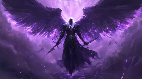 Purple Angel Warrior Illustration