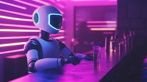 Robot in Neon Bar